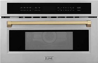 ZLINE Autograph Edition 30 in. 1.6 cu ft. Built-in Convection Microwave Oven in Stainless Steel with Champagne Bronze Accents (MWOZ-30-CB)
