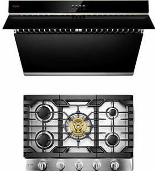 Fotile 2-Piece Kitchen Package-With Stainless Steel 30 in. Gas Cooktop and Onyx Black 30 in. 850 CFM Wall Mount Range Hood with Touchscreen (JQG7522 + GLS30501)