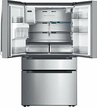 Midea 36-Inch 21.6 Cu. Ft. Cabinet Depth 4-Door French Door Refrigerator in Stainless Steel (MRQ22D7AST)