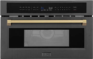 ZLINE Autograph Edition 30 in. 1.6 cu ft. Built-in Convection Microwave Oven in Black Stainless Steel with Champagne Bronze Accents (MWOZ-30-BS-CB)