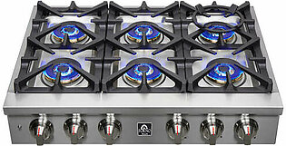 Forno Spezia 36 in. 6 Burner Gas Cooktop with Wok Ring and Griddle in Stainless Steel (FCTGS5751-36)