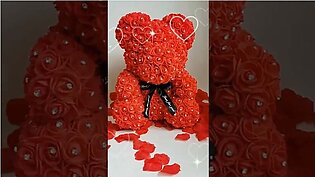 Rose Flower Teddy Bear With Diamonds, Gift for Valentines Day, Wedding and Anniversary & Bridal Showers – Pink