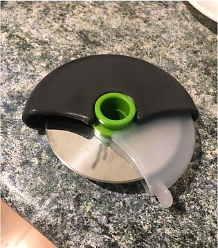 Pizza Cutter – Round Wheel Cutting Knife for Pizza with Lid Roulette Roller Slicer – Green