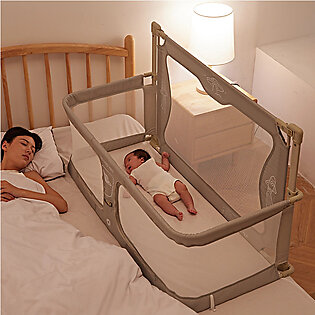 Simple and Lightweight Baby Cot – Dual-use Comfortable Toddler Baby Bed within Bed Safety Protection Easy To Install Bedside Crib With Mosquito Net