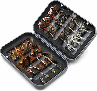 Fishing Lures Dry/Wet Flies Hooks Tackle with Plastic Box