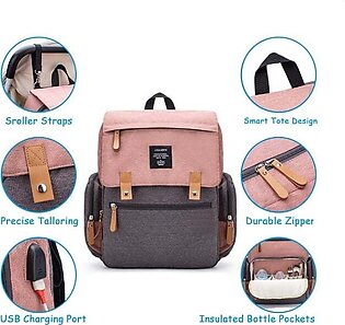 USB Diaper Bag Backpack with Baby Changing Pad