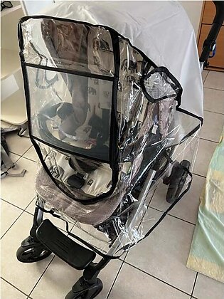 Baby Stroller Rain Cover – Transparent Wind Dust Shield Zipper Open For Pushchairs Raincoat