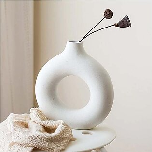 Nordic Circular Vase Hollow Ceramic Flower Pot