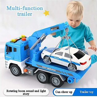 Wrecker Trailer Truck Toy – Big Crane Children’s Educational Toy Car, Inertia Drive Large Toy