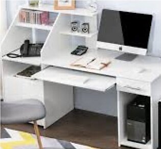 Multi Functional White Shining Computer Desk With Extra Storage