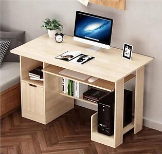 Shiny Wooden Computer Desk With Bookshelf
