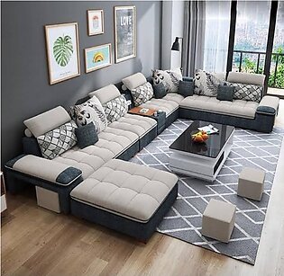 Stylish White Sectional Fabric Sofa