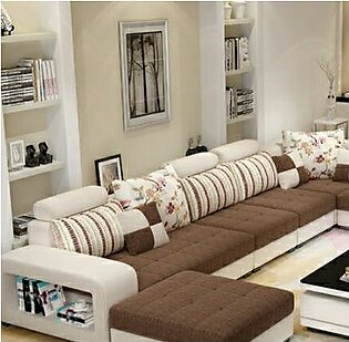 Stylish Chocolate Color Sectional Fabric Sofa