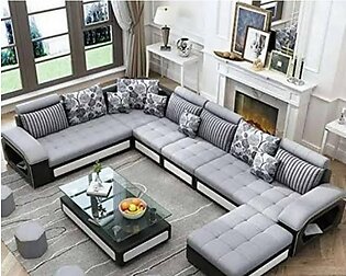 High Defined U Shaped Luxurious Fabric Sofa Set