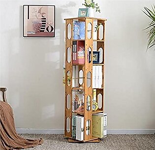 Multi-Level Spiral 360 Spinning Wooden Bookshelf