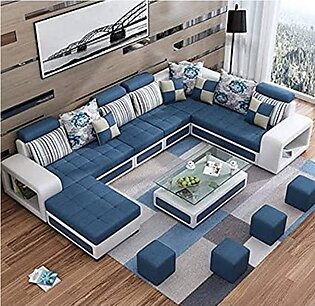 Navy Blue Stylish Sectional Fabric Sofa