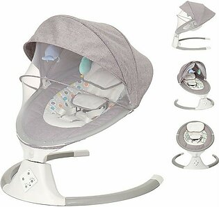 Baby Swing, Remote Control Baby Bouncer with 5-Speeds for Infants - Grey/Polka Dots