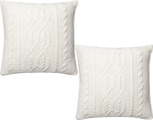 Oversized Cable Knit Chenille Throw Pillow Set 2- Cream