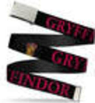 Chrome Buckle Web Belt - Harry Potter GRYFFINDOR & Crest Black...