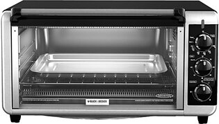 Black+Decker - 8-Slice Extra-Wide Convection Countertop Toaster Oven - Stainless Steel