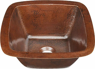 Tamayo Square Flat Bottom Handcrafted Copper Bathroom Sink