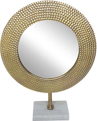 19" Hammered Metal Mirror on Stand - Gold