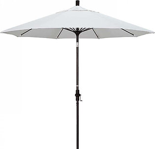 Sun Master Series 9' Patio Umbrella with Bronze Aluminum Pole Fiberglass Ribs Collar Tilt Crank Lift and Sunbrella 1A Natural Fabric