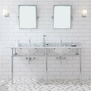 Embassy 72" Double Wash Stand, P-Trap, Top and Basin, and Faucet included in Chrome