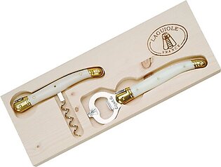 Jean Dubost Laguiole Corkscrew and Bottle Opener with Ivory Handles