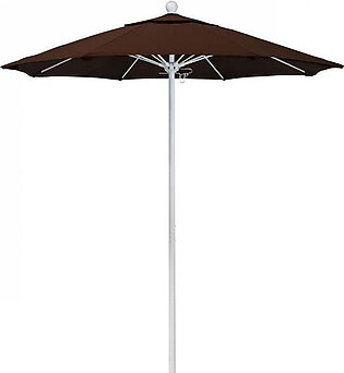 Venture Series 7.5' Patio Umbrella with Matted White Aluminum Pole Fiberglass Ribs Push Lift and Sunbrella 2A Bay Brown Fabric