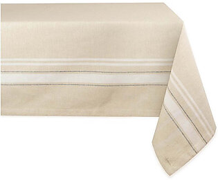 DII White French Stripe 104" x 60" Tablecloth