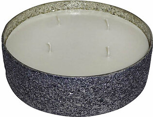 8.5" Crackled Glass Candle Holder with 49 oz Candle - Gray