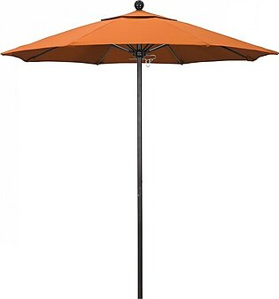 Venture Series 7.5' Patio Umbrella with Bronze Aluminum Pole Fiberglass Ribs Push Lift and Sunbrella 2A Tangerine Fabric