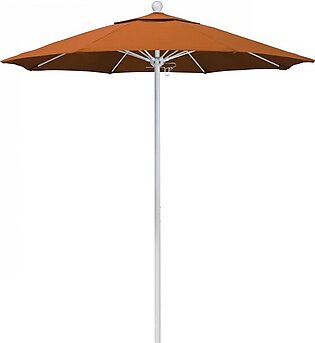 Venture Series 7.5' Patio Umbrella with Matted White Aluminum Pole Fiberglass Ribs Push Lift and Sunbrella 2A Tuscan Fabric