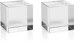 Jacy 3.5" Crystal Glass Straight Cubes Set of 2