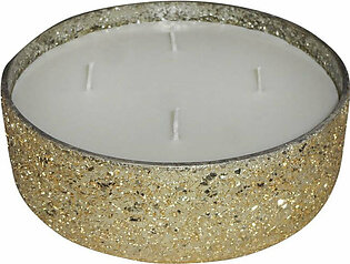 8.5" Crackled Glass Candle Holder with 49 oz Candle - Gold