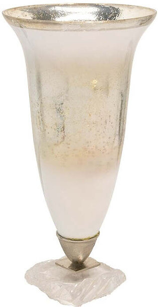 18" Glass Vase with Acrylic Base - Silver