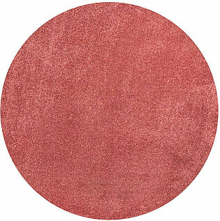 Haze Solid Low-Pile 8' Round Area Rug - Red