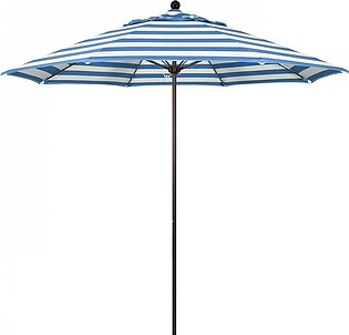 Venture Series 9' Patio Umbrella with Bronze Aluminum Pole Fiberglass Ribs Push Lift and Sunbrella 2A Cabana Regatta Fabric