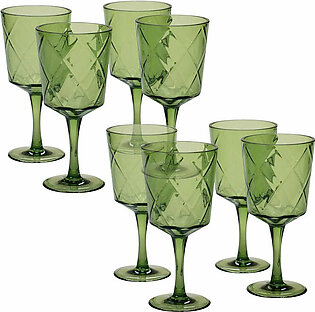 Diamond 13 oz Green Acrylic All-Purpose Goblets Set of 8