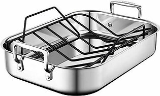 Small Stainless Steel Roasting Pan with Nonstick Rack