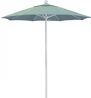 Venture Series 7.5' Patio Umbrella with Matted White Aluminum Pole Fiberglass Ribs Push Lift and Sunbrella 1A Spa Fabric