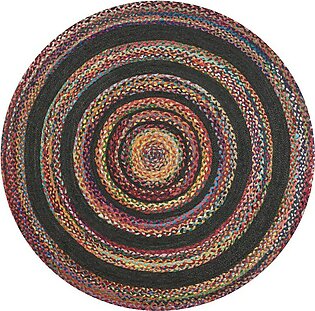 Abyss Braided Jute 5' Round Area Rug - Red/Multi