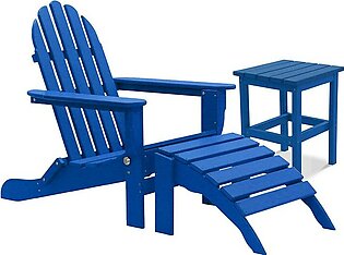 The Adirondack Chair/Ottoman and Side Table - Royal Blue