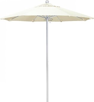 Venture Series 7.5' Patio Umbrella with Matted White Aluminum Pole Fiberglass Ribs Push Lift and Sunbrella 1A Canvas Fabric