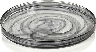Dark Swirl Alabaster Glass Tray Plates Set of 4