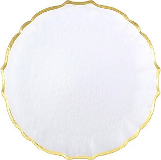 Baroque Glass Service Plate/Charger - White