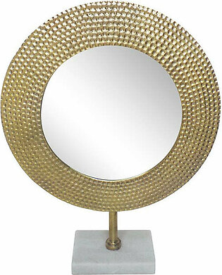 21" Hammered Metal Mirror on Stand - Gold