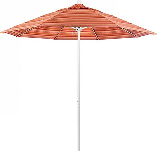 Venture Series 9' Patio Umbrella with Matted White Aluminum Pole Fiberglass Ribs Push Lift and Sunbrella 1A Dolce Mango Fabric