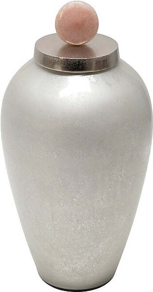 21" Glass Vase with Blush Knob - Silver
